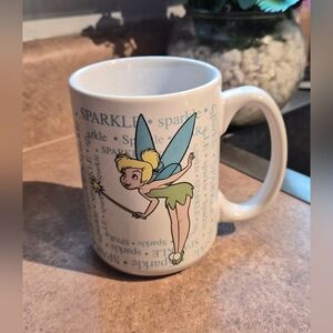 Disney White Ceramic Tinker Bell Mug with Blue Wings and Green Dress
